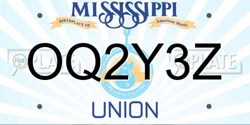 OQ2Y3Z Mississippi License Plate