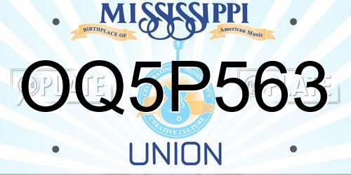 OQ5P563 Mississippi License Plate