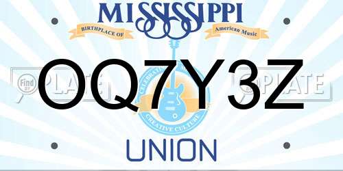 OQ7Y3Z Mississippi License Plate