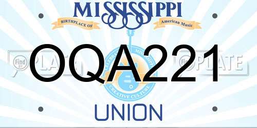 OQA221 Mississippi License Plate