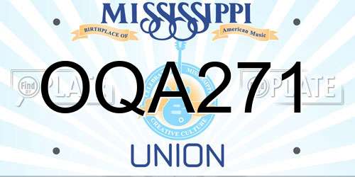 OQA271 Mississippi License Plate