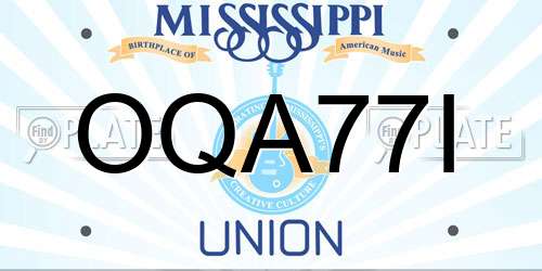 OQA77I Mississippi License Plate