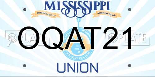 OQAT21 Mississippi License Plate