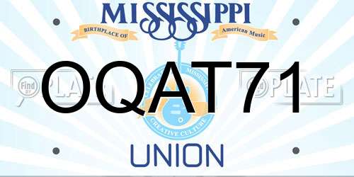 OQAT71 Mississippi License Plate