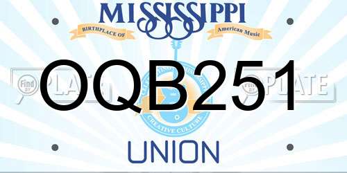 OQB251 Mississippi License Plate
