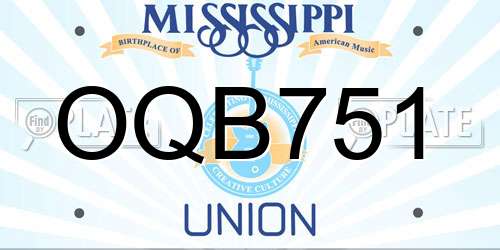 OQB751 Mississippi License Plate