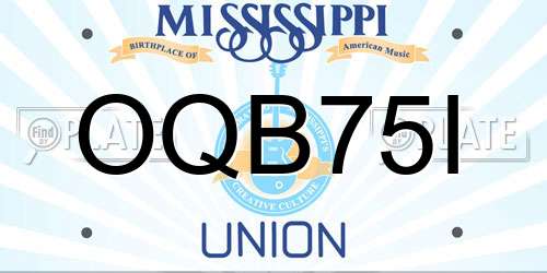 OQB75I Mississippi License Plate