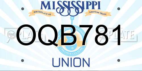 OQB781 Mississippi License Plate
