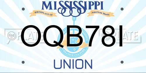OQB78I Mississippi License Plate