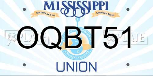 OQBT51 Mississippi License Plate