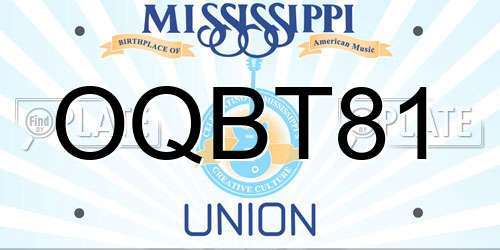 OQBT81 Mississippi License Plate