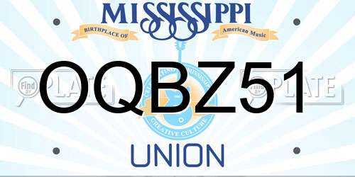 OQBZ51 Mississippi License Plate