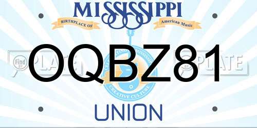 OQBZ81 Mississippi License Plate
