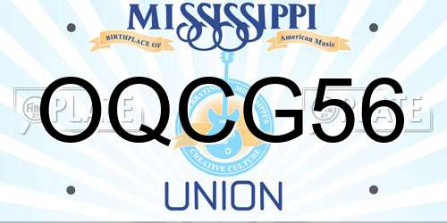 OQCG56 Mississippi License Plate