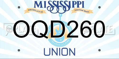 OQD260 Mississippi License Plate
