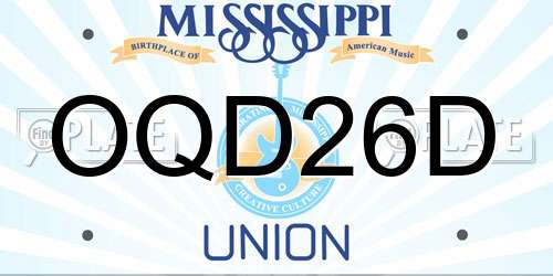 OQD26D Mississippi License Plate