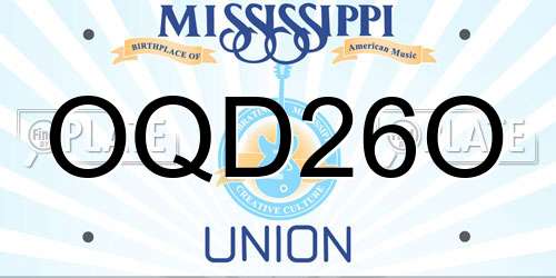 OQD26O Mississippi License Plate