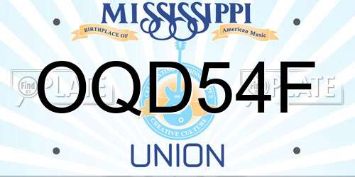 OQD54F Mississippi License Plate