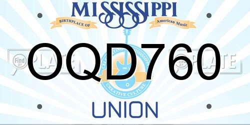 OQD760 Mississippi License Plate
