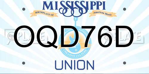 OQD76D Mississippi License Plate