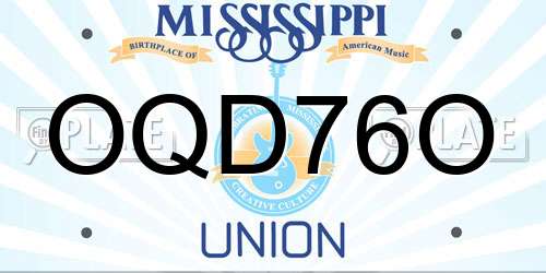 OQD76O Mississippi License Plate