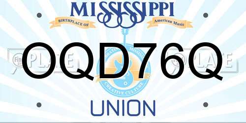 OQD76Q Mississippi License Plate