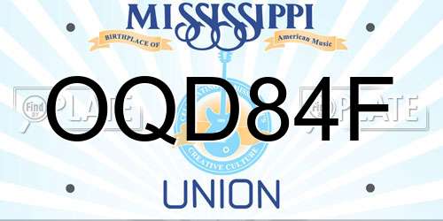 OQD84F Mississippi License Plate