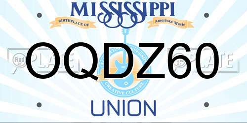 OQDZ60 Mississippi License Plate