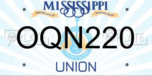 OQN220 Mississippi License Plate