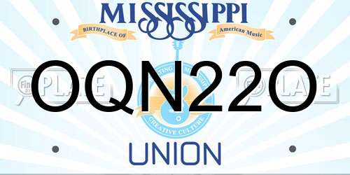 OQN22O Mississippi License Plate