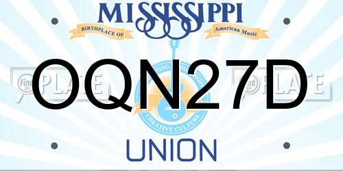 OQN27D Mississippi License Plate