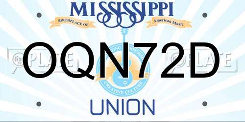 OQN72D Mississippi License Plate