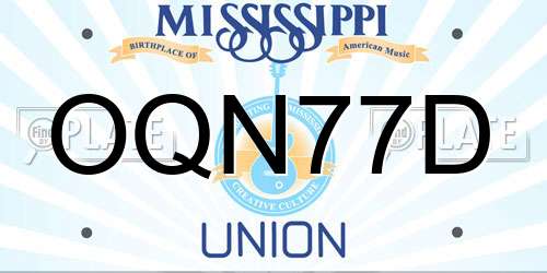 OQN77D Mississippi License Plate