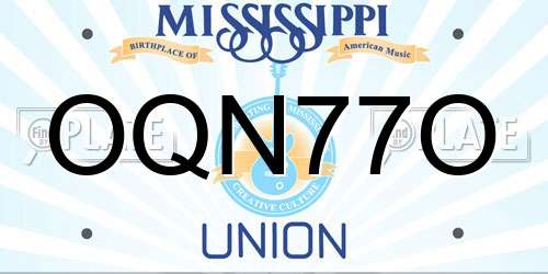 OQN77O Mississippi License Plate