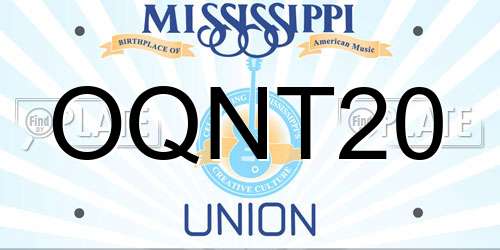 OQNT20 Mississippi License Plate