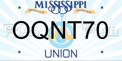 OQNT70 Mississippi License Plate