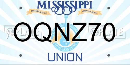 OQNZ70 Mississippi License Plate