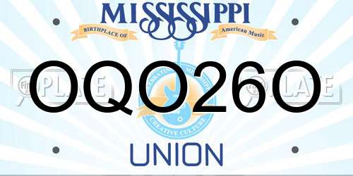 OQO26O Mississippi License Plate