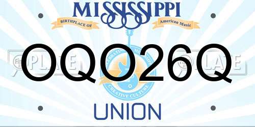 OQO26Q Mississippi License Plate