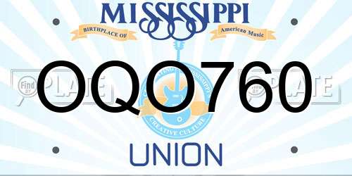 OQO760 Mississippi License Plate