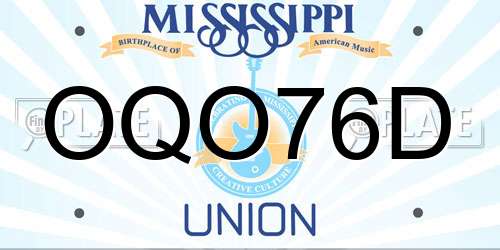 OQO76D Mississippi License Plate