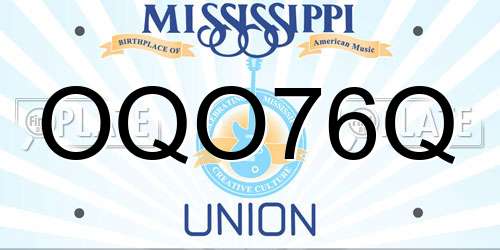 OQO76Q Mississippi License Plate