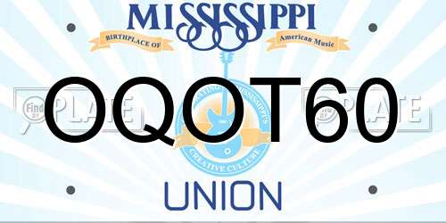 OQOT60 Mississippi License Plate