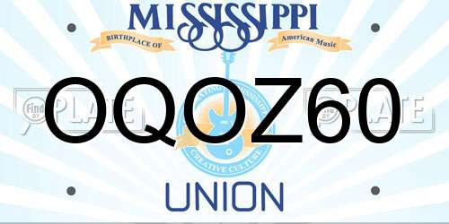 OQOZ60 Mississippi License Plate