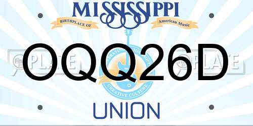 OQQ26D Mississippi License Plate