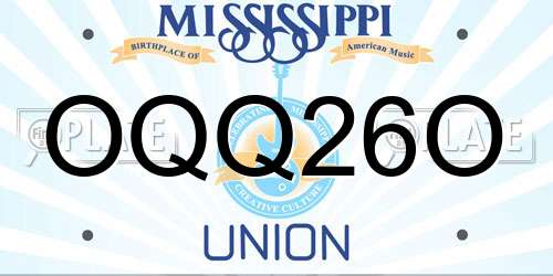 OQQ26O Mississippi License Plate