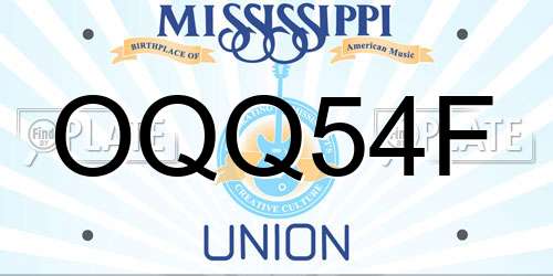 OQQ54F Mississippi License Plate