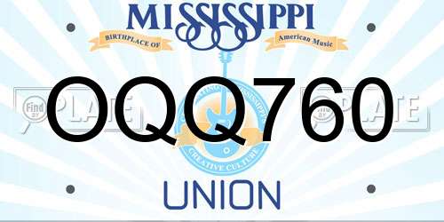 OQQ760 Mississippi License Plate