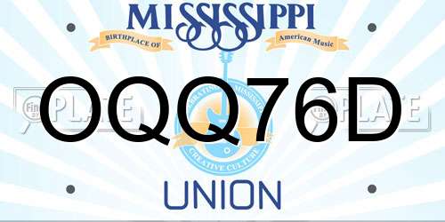 OQQ76D Mississippi License Plate