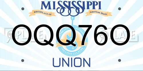 OQQ76O Mississippi License Plate